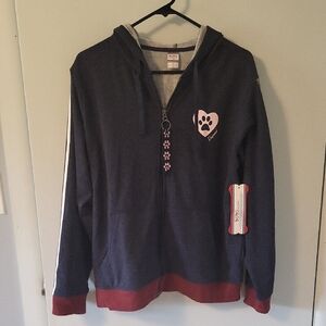 BOBS from Skechers Navy Hoodie with Pink Paw Heart Detail